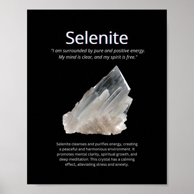 Selenite Crystal Stone Meaning Poster (Front)