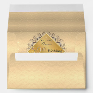Self Addressed 50th Wedding Anniversary Rose Gold Envelope