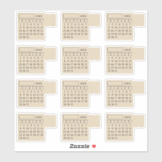 Self Adhesive Index Tabs Monthly Generic Calendar (Sheet)