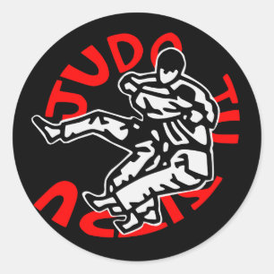 self-adhesive judo ji jitsu classic round sticker