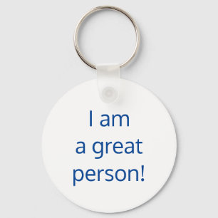 Self-affirming, White & Blue Keychain