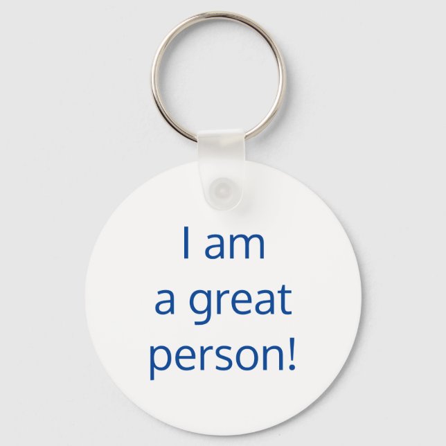 Self-affirming, White & Blue Keychain (Front)