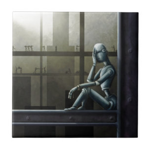 self aware robot scifi tile