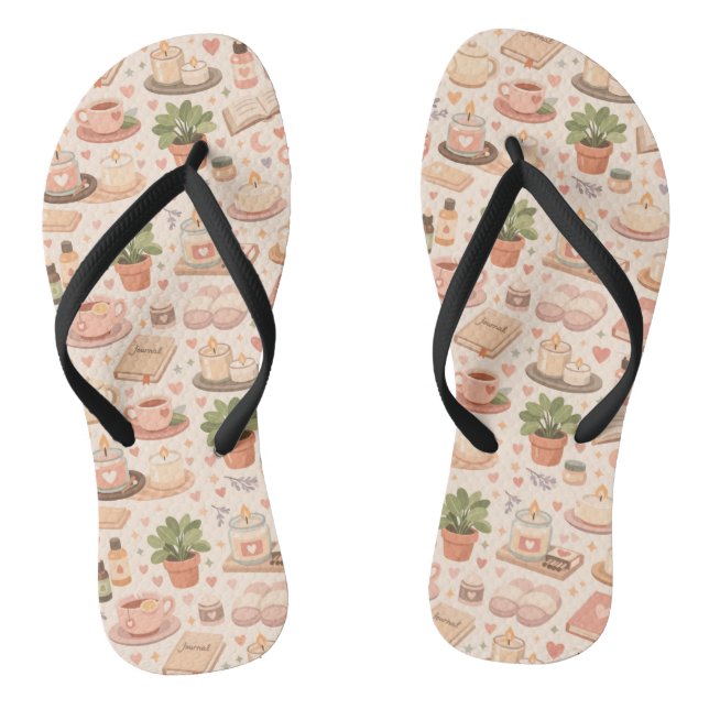 Self Care Aesthetic Pattern Flip Flops (Footbed)