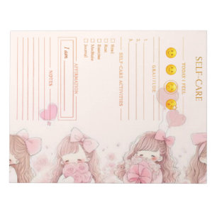 Self care blush pink and gold Watercolor planner  Notepad