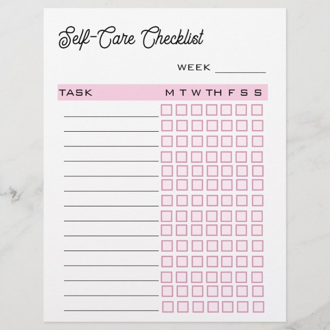 Self-Care Checklist Letterhead (Front)