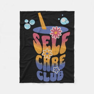 Self Care Club Cute Flowers Positivity Yoga Medita Fleece Blanket