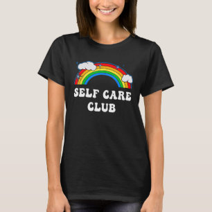Self Care Club Cute Rainbow Mental Health Yoga Med T-Shirt