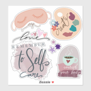 self care Custom-Cut Vinyl Stickers