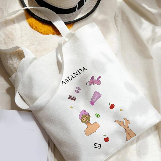 Self care, fashion illustration tote bag (Creator Uploaded)