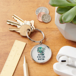 Self-care is self-love in action keychain