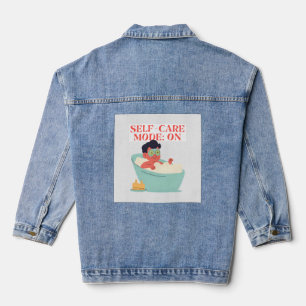 Self-Care Mode: ON – Cute & Funny Cartoon Bathing Denim Jacket