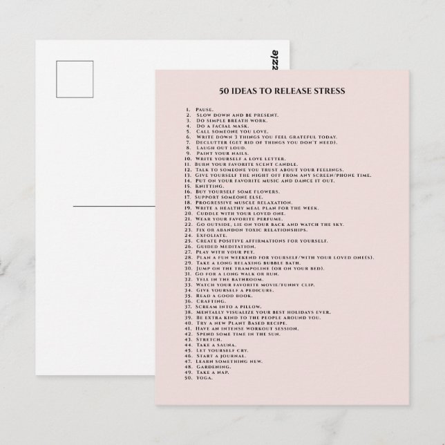 Self care motivation blush pink postcard (Front/Back)