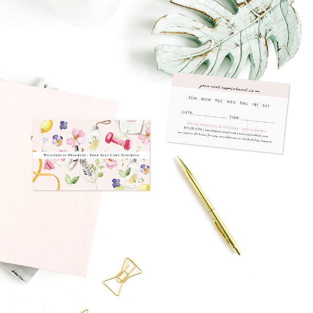 Self-Care Schedule | Floral Wellness Appointment  Business Card (Creator Uploaded)