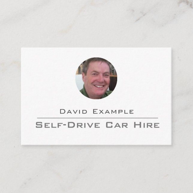 Self-Drive Car Hire with Photo of Holder Business Card (Front)