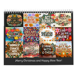 SELF-GOAL QUOTE CLASSIC BOHO THEMED YEARLY  CALENDAR