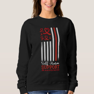 Self Harm Awareness Support Mental Health Red Ribb Sweatshirt