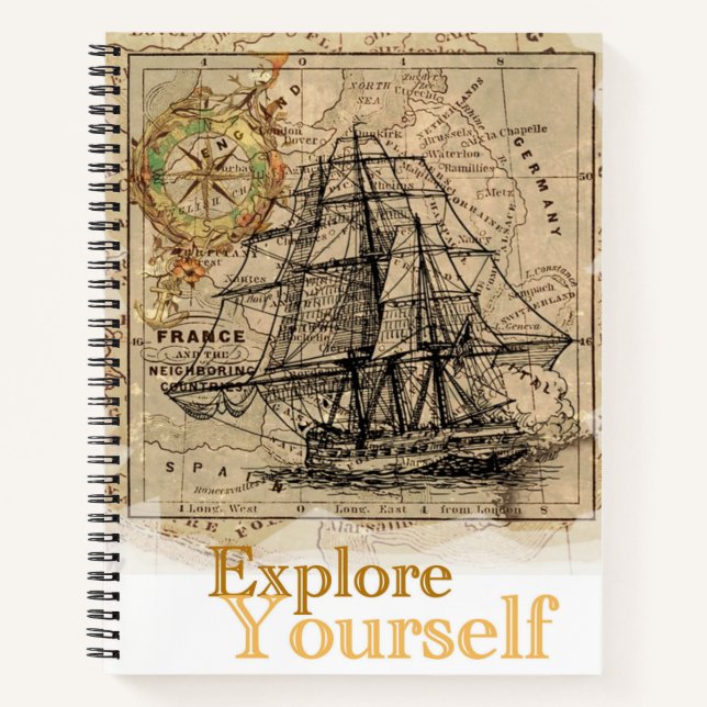Self Improvement Quote Explore Yourself Elegant Notebook (Front)