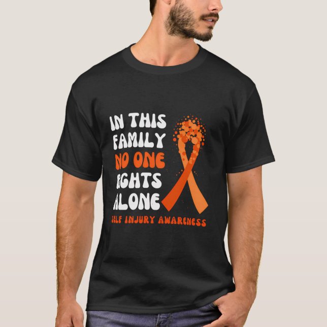 Self Injury Awareness Orange Ribbon Hope Family Fi T-Shirt (Front)