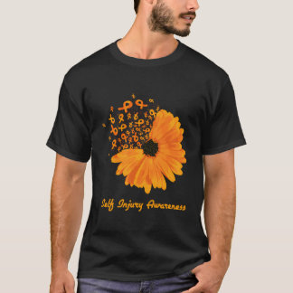 Self-Injury Awareness Orange Sunflower Ribbon Hope T-Shirt