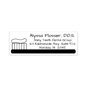 Self Inking Dental Rubber Stamp Toothbrush Address