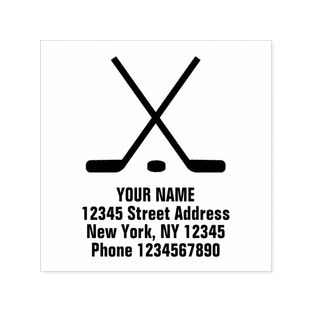 Self inking return address stamp with hockey logo (Design)