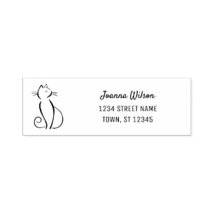 Self-Inking Stamp Cat Drawing Name Address