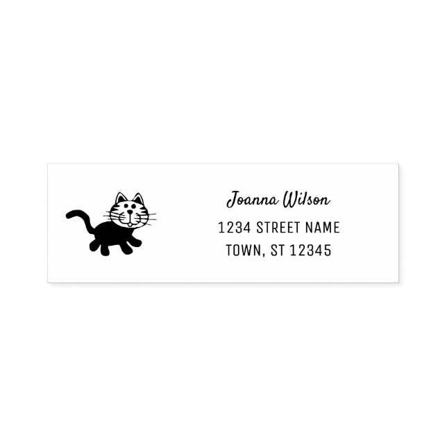 Self-Inking Stamp Cute Cat Personal Name Address (Design)