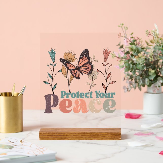 Self inspiration butterfly word art  acrylic sign (Wedding)