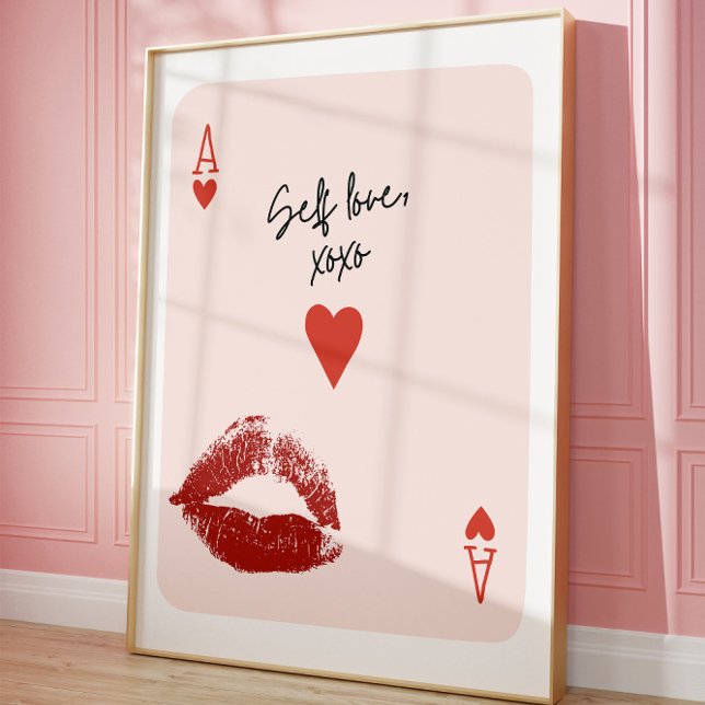 Self Love Ace of Hearts Pink Aesthetic Wall Poster (Creator Uploaded)
