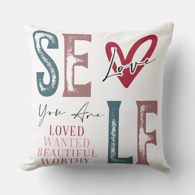 Self Love Affirmation Throw Pillow (Front)