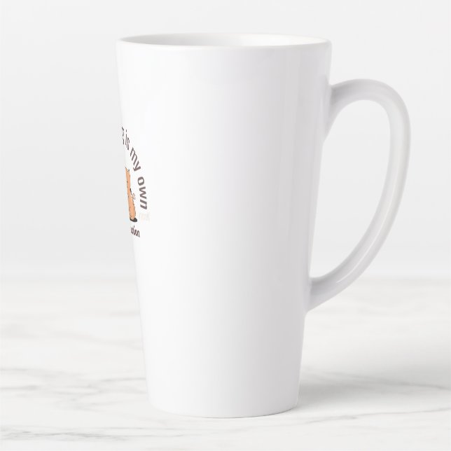 Self Love Cat Hugging Mirror Cute Cartoon Latte Mug (Right)