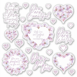 Self Love Cherry Blossom Custom-Cut Vinyl Stickers