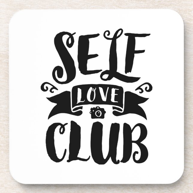 Self Love Club Custom Background Colour Coaster (Front)