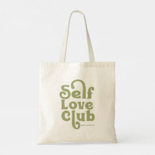 Self Love Clud green typography monogram Tote Bag