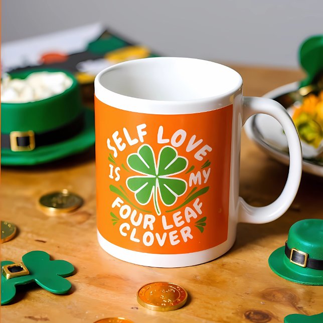 Self Love Four Leaf Clover Motivational  Coffee Mug (Creator Uploaded)