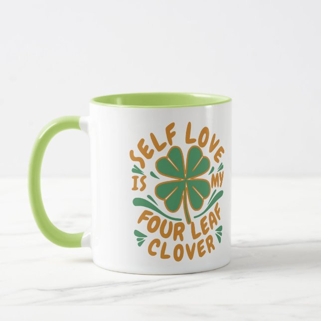 Self Love Four Leaf Clover Motivational  Mug (Left)