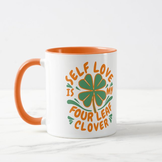 Self Love Four Leaf Clover Motivational  Mug (Left)