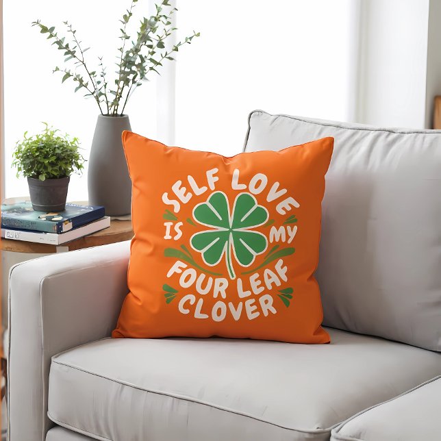  Self Love Four Leaf Clover Throw Pillow  (Creator Uploaded)