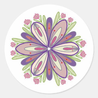 Self-love mandala flowers classic round sticker