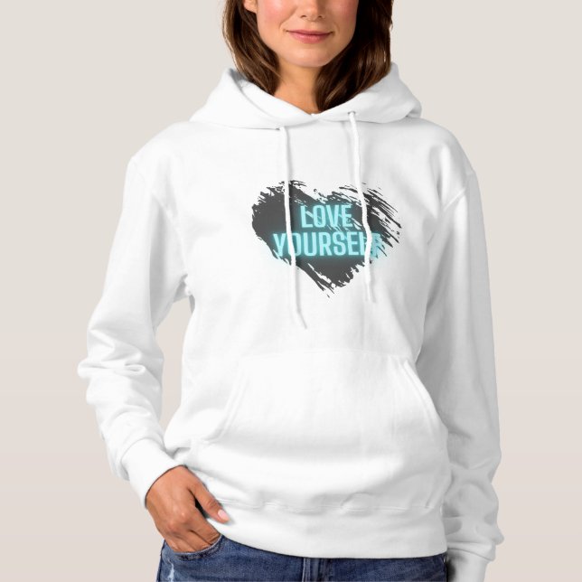 "Self Love Sweat - shirt à capuche - Blanc avec Co (Devant)