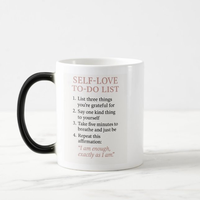 Self-Love To-Do List – Minimalist Affirmation Mug (Left)