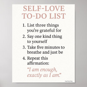 Self-Love To-Do List – Minimalist Affirmation Wall Poster