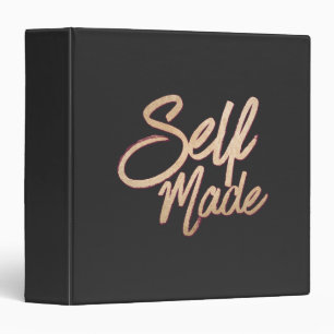 Self Made Gold Typography Quote Black Binder