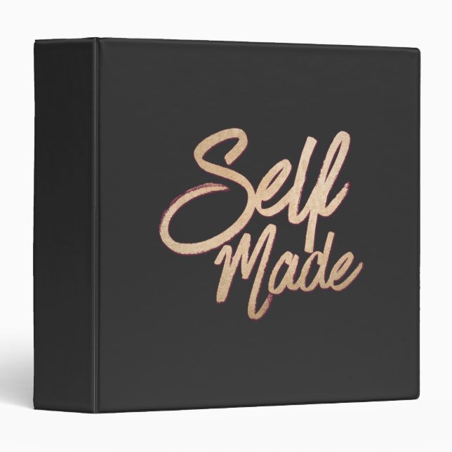 Self Made Gold Typography Quote Black Binder (Front/Spine)