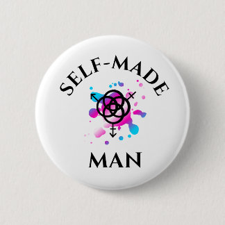 Self-made man button - trans pride