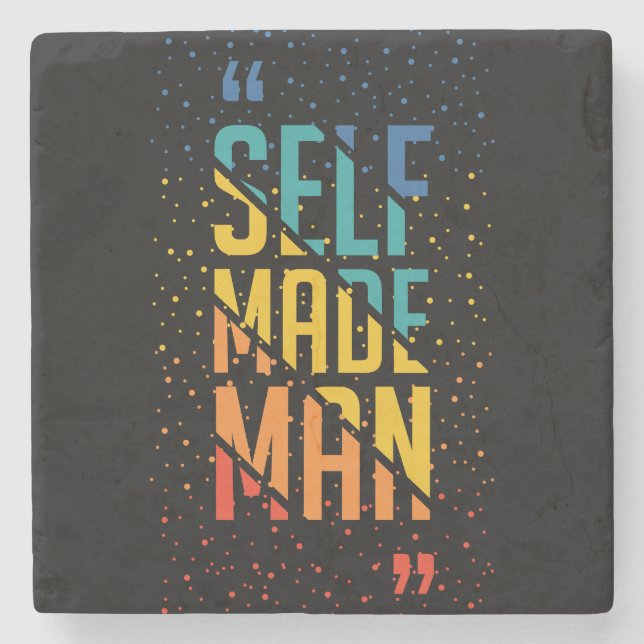 Self Made Man – LGBTQ+ Trans Pride Stone Coaster (Front)