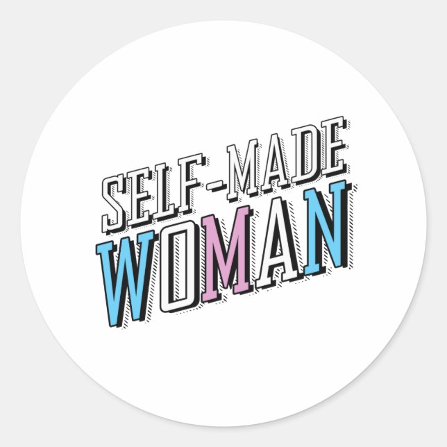 Self-Made Woman Classic Round Sticker (Front)