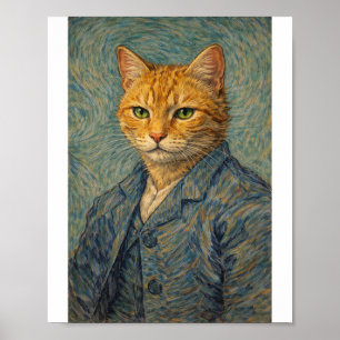 Self-Pawtrait with Swirling Purrs Poster