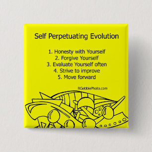 Self Perpetuating Evolution on Yellow 2 Inch Square Button